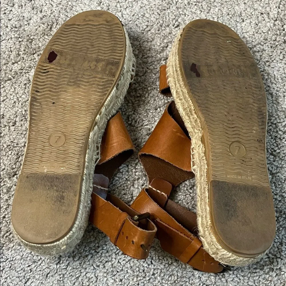 Soludos Banded Shield Leather Ankle Strap Espadrille Sandals Women’s Size 7